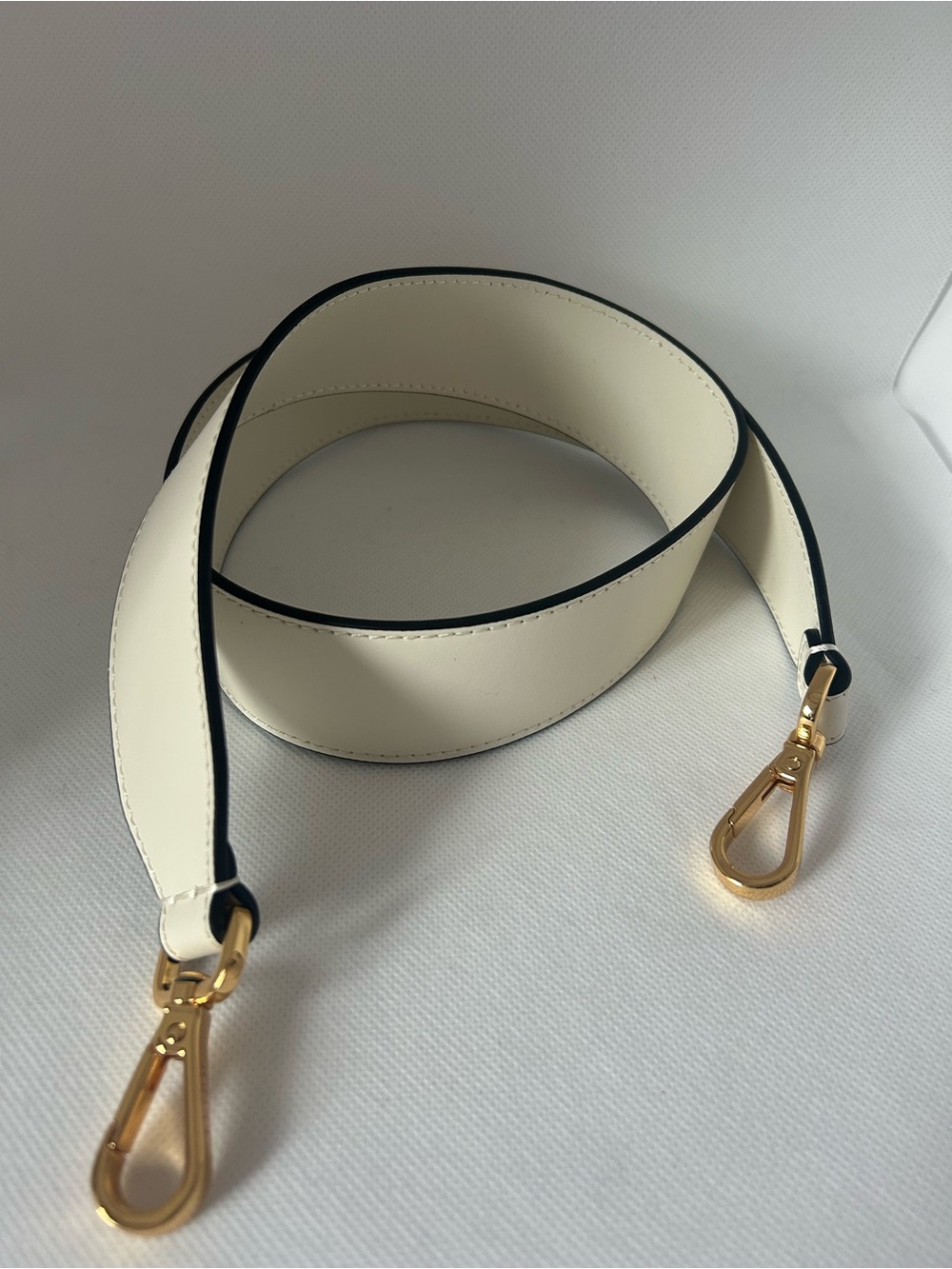 Fendi Cream Leather Bag Strap with Gold Swivel Hardware